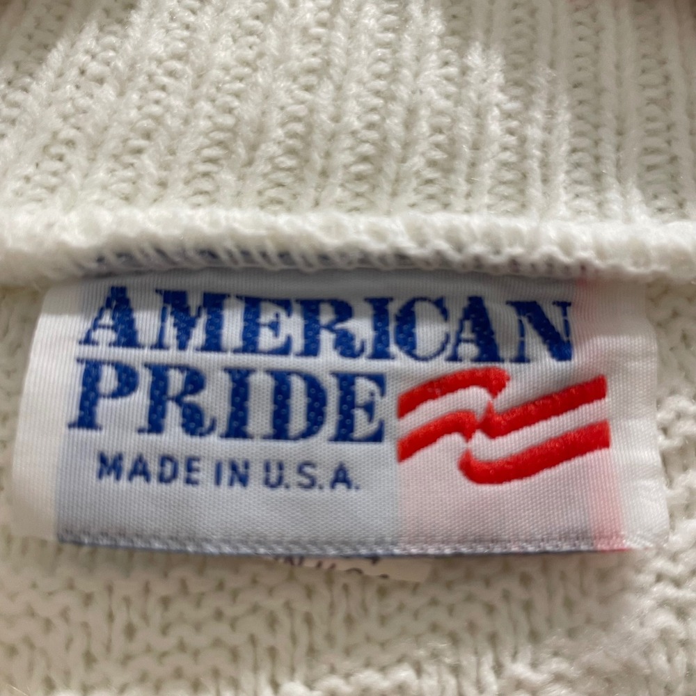 Vintage American Pride Fair Isle Sweater Womens Blue White Mock Neck Made in USA - Picture 4 of 5